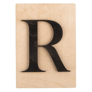 Holzbuchstaben schwarz auf Holzfliese 10,5x14,8cm per Stück