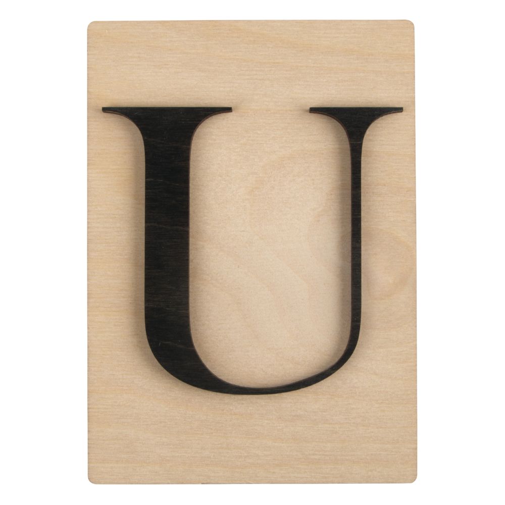 Holzbuchstaben schwarz auf Holzfliese 10,5x14,8cm per Stück
