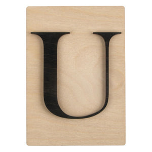 Holzbuchstaben schwarz auf Holzfliese 10,5x14,8cm per Stück