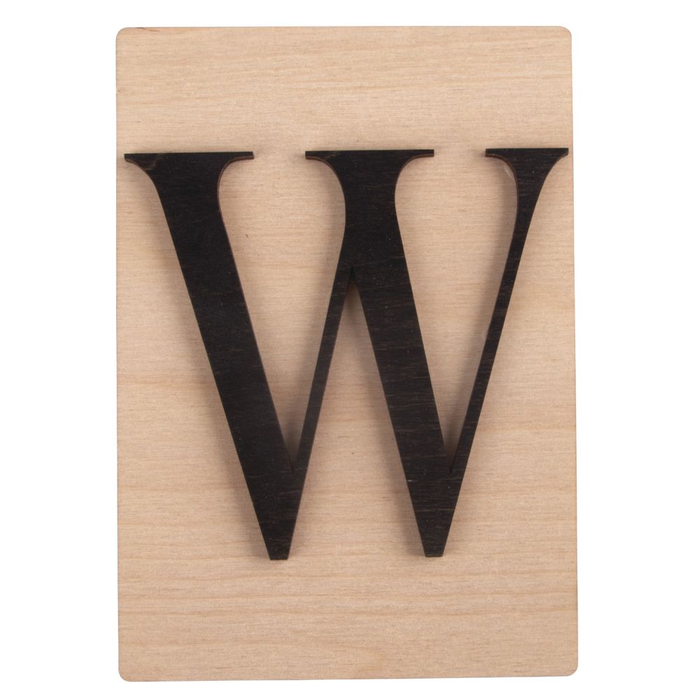Holzbuchstaben schwarz auf Holzfliese 10,5x14,8cm per Stück