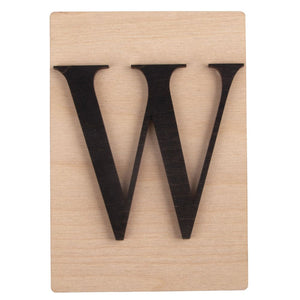 Holzbuchstaben schwarz auf Holzfliese 10,5x14,8cm per Stück