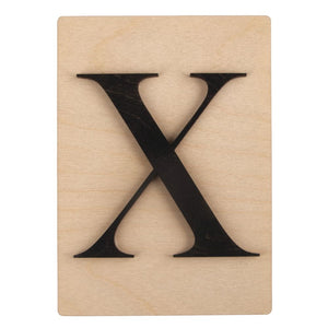 Holzbuchstaben schwarz auf Holzfliese 10,5x14,8cm per Stück