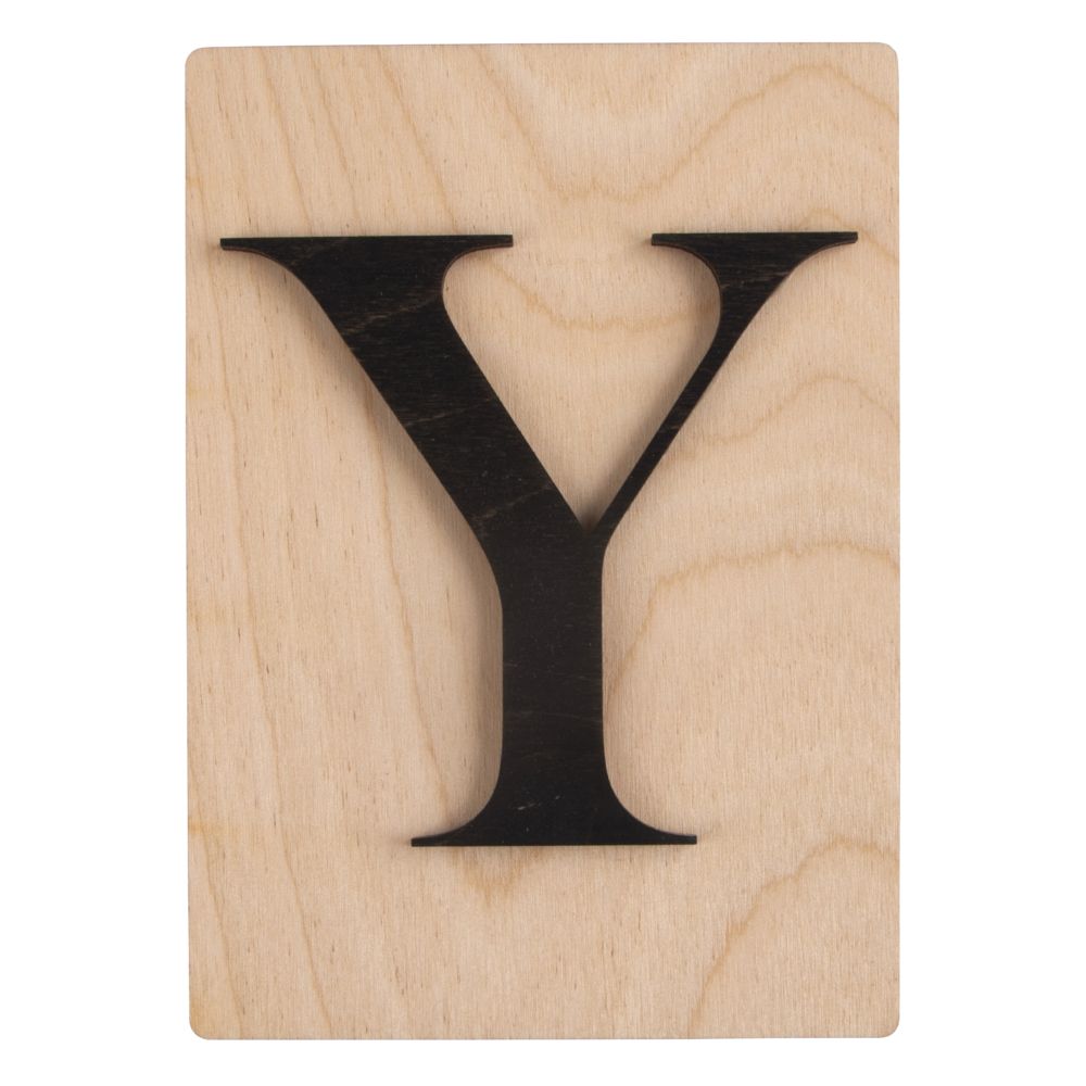 Holzbuchstaben schwarz auf Holzfliese 10,5x14,8cm per Stück