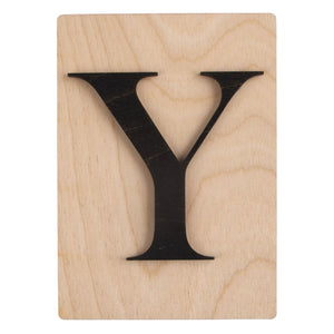 Holzbuchstaben schwarz auf Holzfliese 10,5x14,8cm per Stück