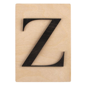 Holzbuchstaben schwarz auf Holzfliese 10,5x14,8cm per Stück