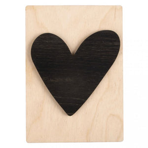 Holzbuchstaben schwarz HERZ auf Holzfliese, 10,5x14,8cm, pro Stück