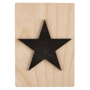Holzbuchstaben schwarz STERN auf Holzfliesen, 10,5x14,8cm, pro Stück