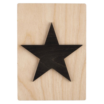 Holzbuchstaben schwarz STERN auf Holzfliesen, 10,5x14,8cm, pro Stück
