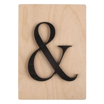 Holzbuchstaben schwarz "&amp;" auf Holzfliesen, 10,5x14,8cm, pro Stück