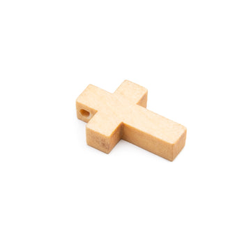 Holzkreuz-Anhänger natur hell 22x14x4mm 10 Stück