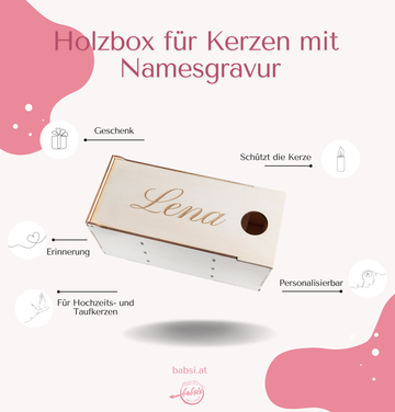 Holzbox für Kerzen personalisierbar