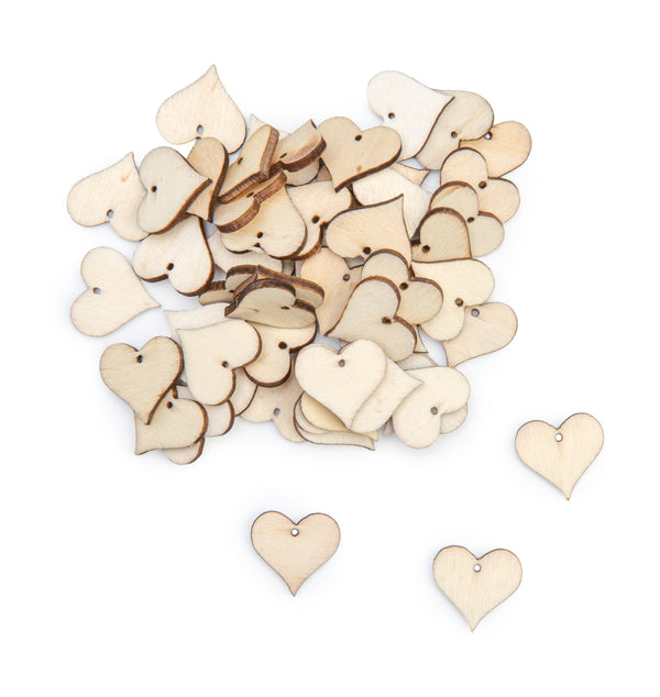 Holzherzen Lasercut 2cm natur mit Loch 100 Stück