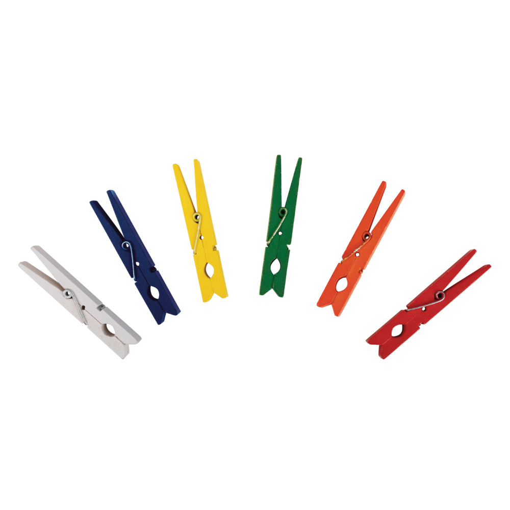 Holz-Wäscheklammern bunt 72mm 6 Farben 18Stück