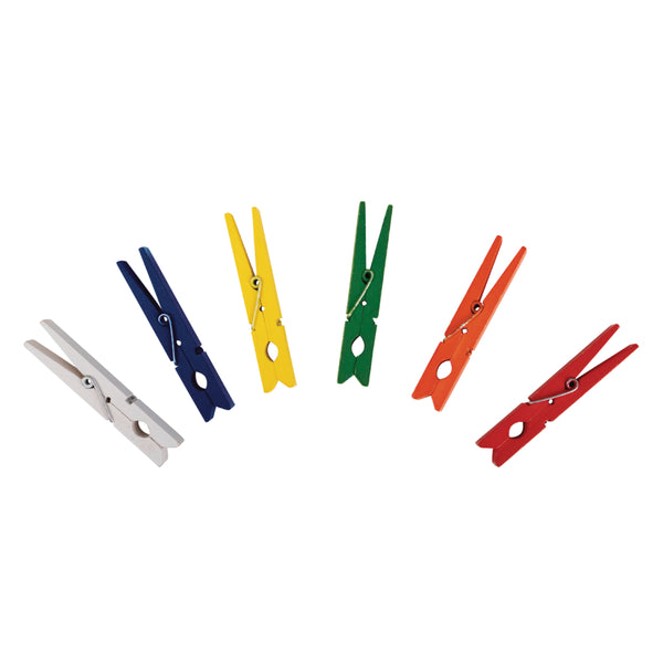 Holz-Wäscheklammern bunt 72mm 6 Farben 18Stück
