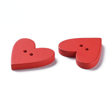 Holzknöpfe Herz 23x3,5mm rot, 20 Stk.