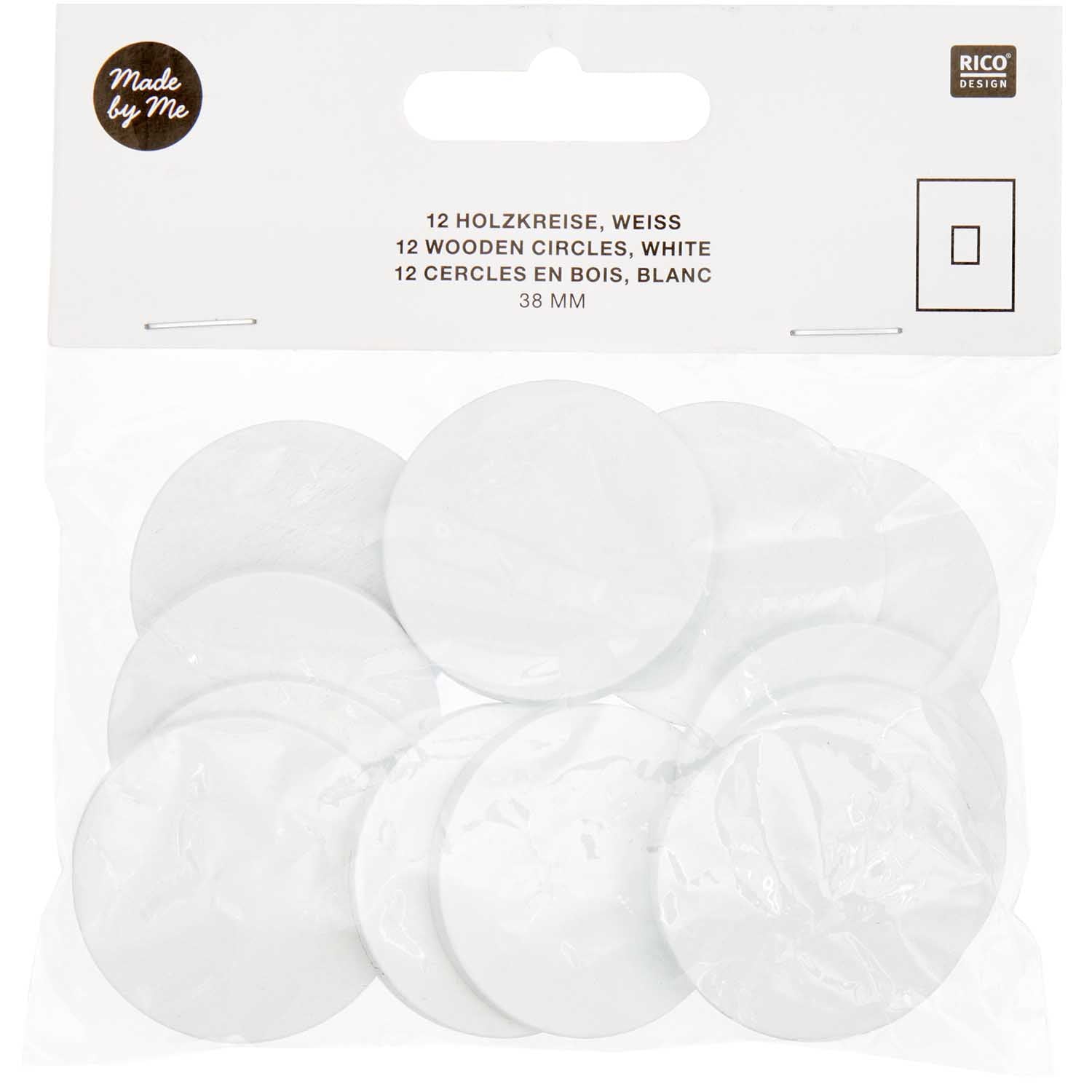 Holzkreise 38mm 12 Stück weiß