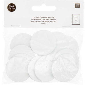 Holzkreise 38mm 12 Stück weiß