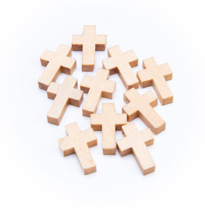 Holzkreuz-Anhänger natur hell 22x14x4mm 10 Stück