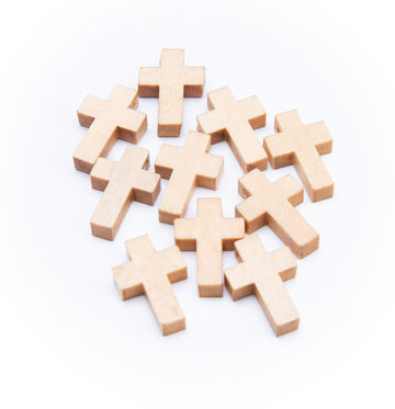 Holzkreuz-Anhänger natur hell 22x14x4mm 10 Stück