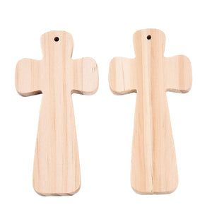 Naturholz Anhänger Kreuz unbehandelt 100x49,5x7mm Loch: 3mm