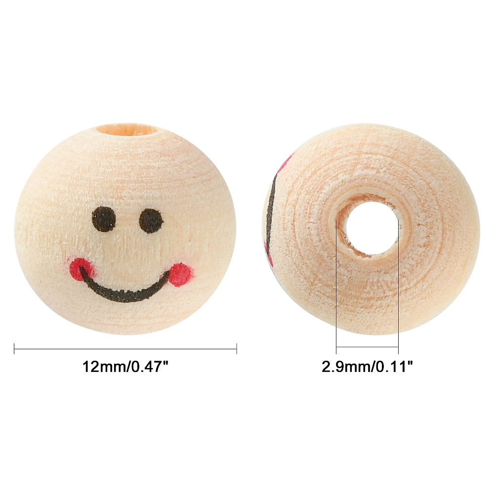 Holzkugel mit Gesicht bedruckt lachend 12mm 30 Stück