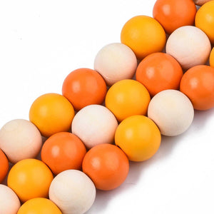 Holzperlen Mix 15mm Orangetöne, 50Stk./Pkg.