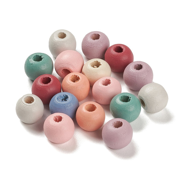 Holzperlen-Mix pastell 10mm 3mm Lochbohrung 70 Stück