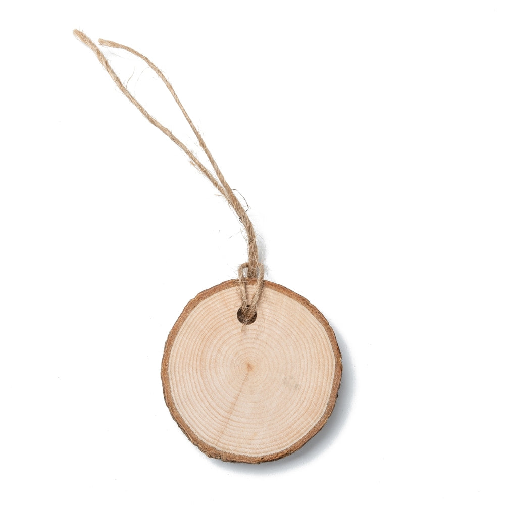 Holzscheiben natur 8-9cm Dicke 8mm Lochbohrung 5mm 5 Stück/Pkg