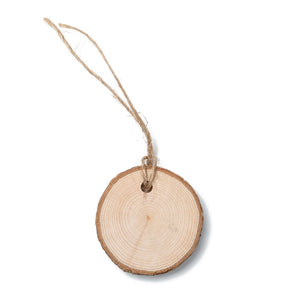 Holzscheiben natur 8-9cm Dicke 8mm Lochbohrung 5mm 5 Stück/Pkg