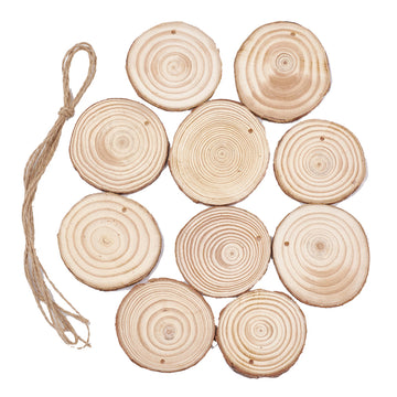 Holzscheibe natur gebohrt 60-70mm 10 Stück