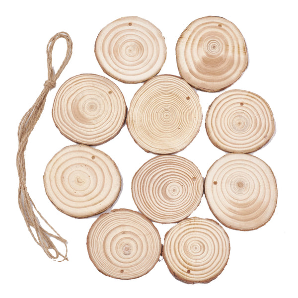 Holzscheibe natur gebohrt 60-70mm 10 Stück