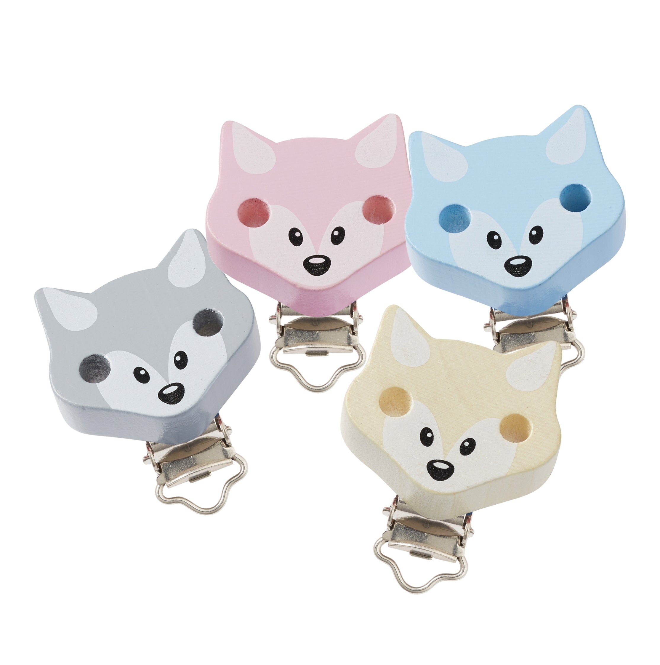 Schnulli Clip Fuchs 37x11mm, 4 verschiedene Farben