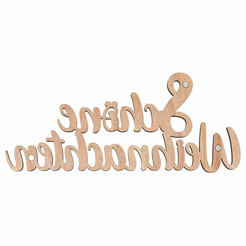 Holzdeko Magnet Schöne Weihnachten 31,3x13cm natur