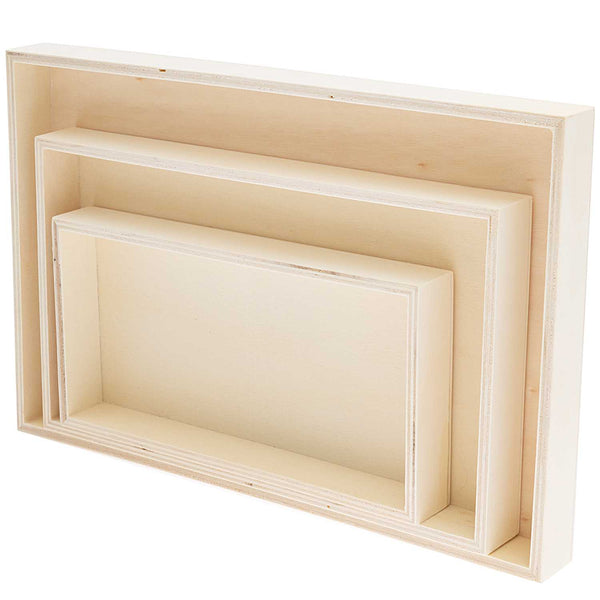 Holztablett rechteckig natur 18x9,5cm / 22x13cm / 26x17cm 3 Stück 100% FSC