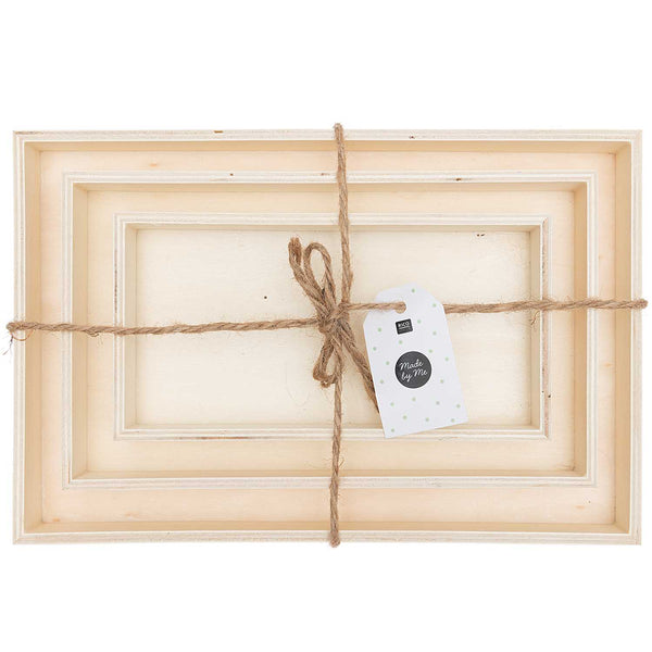Holztablett rechteckig natur 18x9,5cm / 22x13cm / 26x17cm 3 Stück 100% FSC