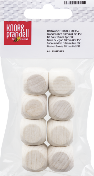 Holzwürfel 18mm roh gebleicht 8 Stück