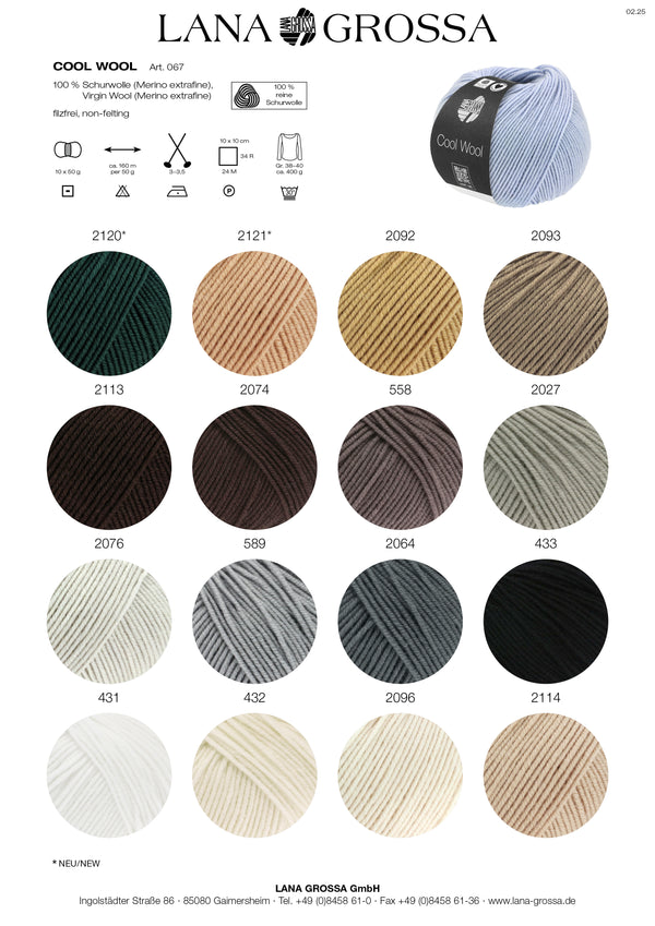 Lana Grossa Cool Wool Uni Merinowolle extrafein 50g / 160m