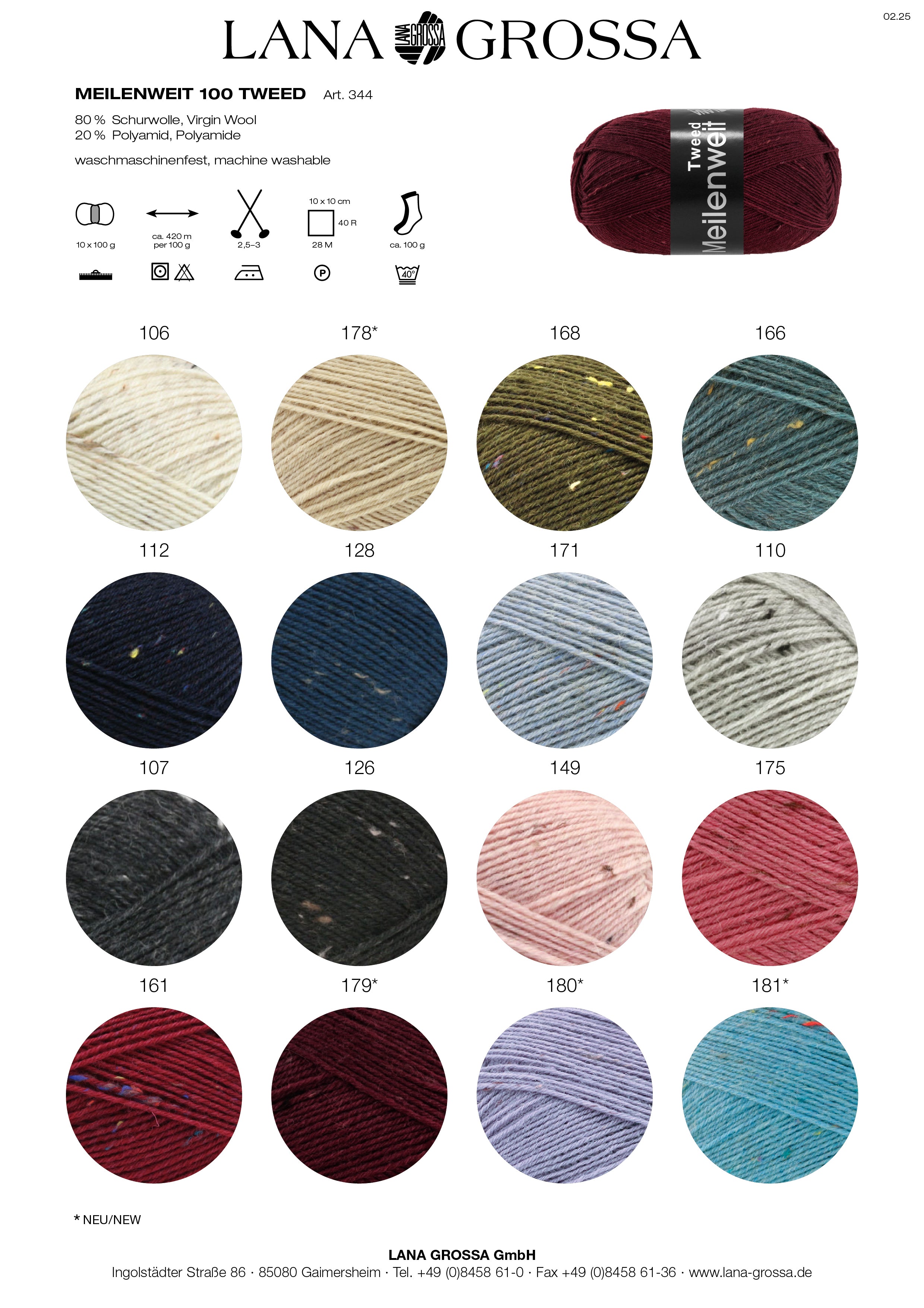 Lana Grossa Meilenweit 100 Tweed Sockenwolle 100g / 420m