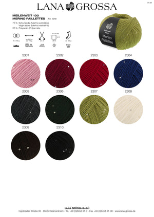 Lana Grossa Meilenweit 100 Merino Paillettes Sockengarn waschmaschinenfest 100g / 420m