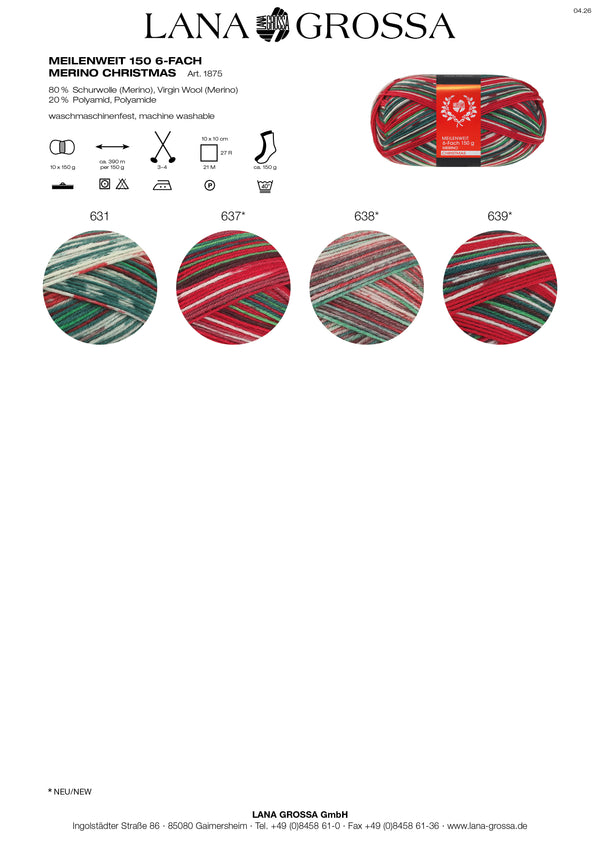 Lana Grossa Meilenweit 6-fach 150 Merino Christmas 150g / 390m