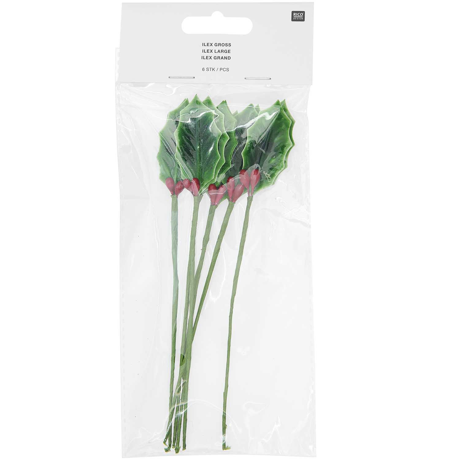 Ilex Drahtstiel 17x2,5cm 6 Stück