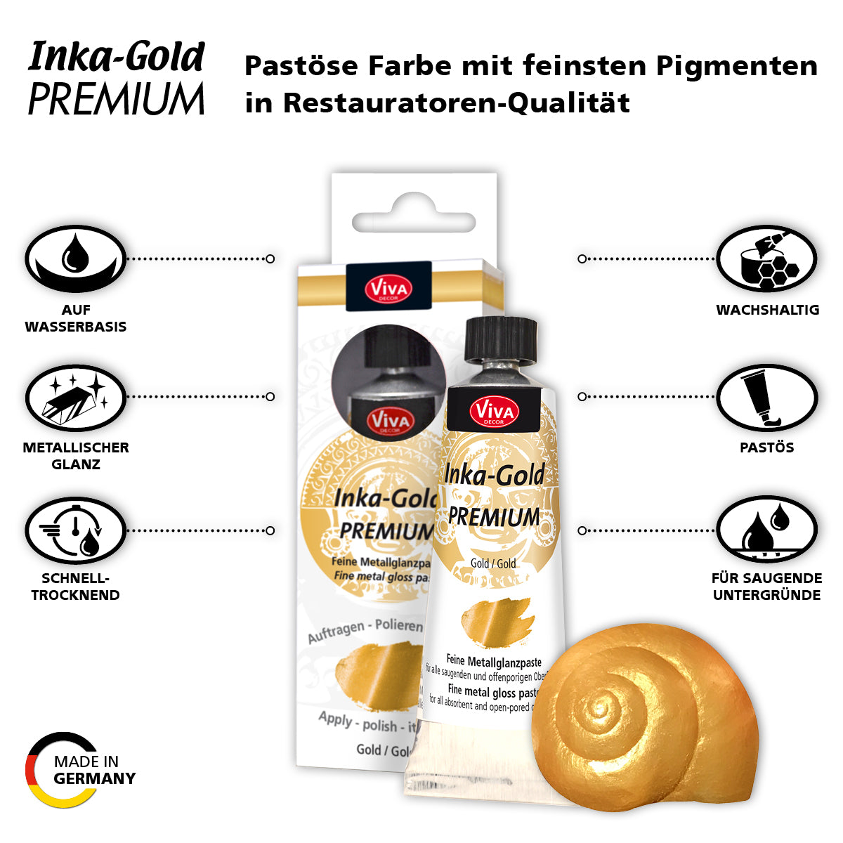 Inka Gold Premium Metallicfarbe Creme Tube 32ml