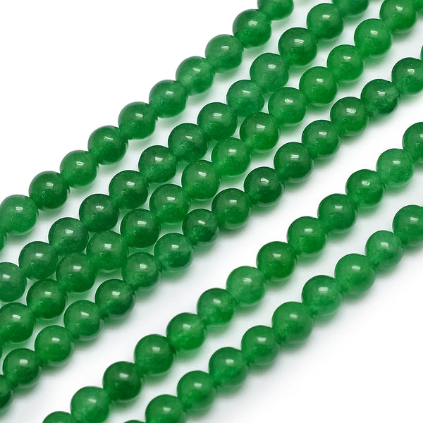 Jadeperlen rund grün gefärbt 4mm 92 Perlen / Strang 38cm