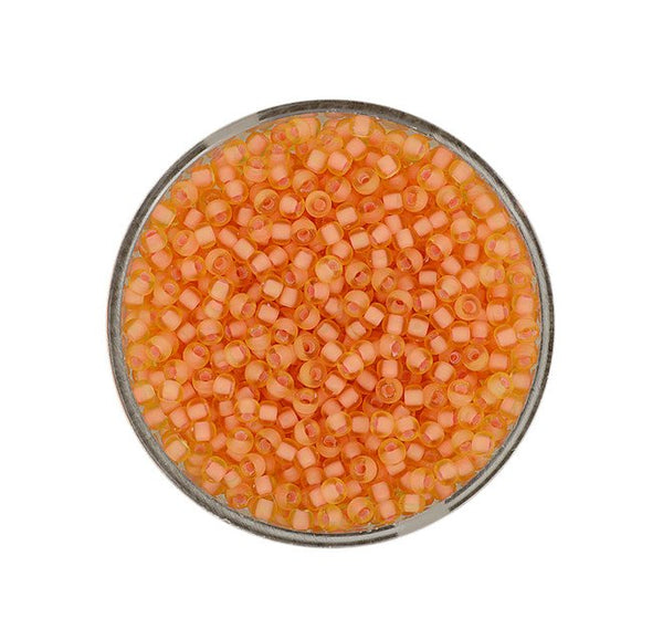 Japanische Miyukirocailles color inside peach 2,2mm 10g / Dose