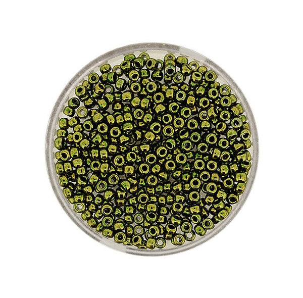 Japanische Miyuki Rocailles metallic olivine 2,2mm 5g / Dose