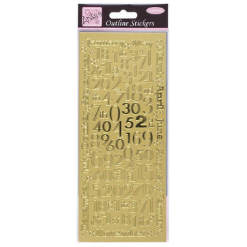Outline Sticker Monat Zahlen 1 Bogen 24x10cm