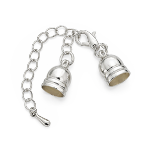 Kappelverschluss silberfärbig mit Verlängerungskettchen und Karabiner 5mm