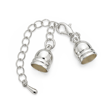 Kappelverschluss silberfärbig mit Verlängerungskettchen und Karabiner 5mm