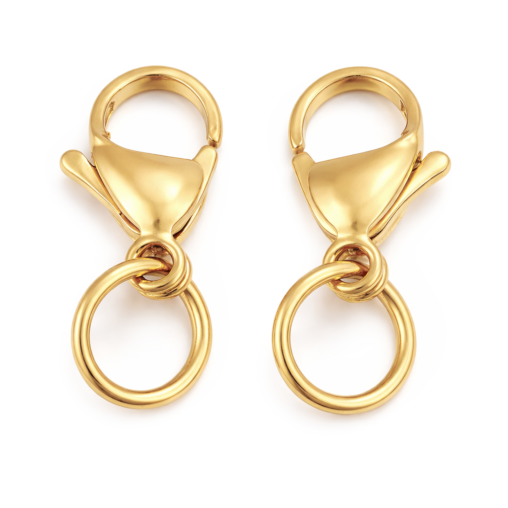 Karabiner Edelstahl 15mm mit Ringerl gold, 3 Stück nickelfrei