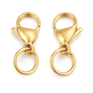 Karabiner Edelstahl 15mm mit Ringerl gold nickelfrei 3 Stück